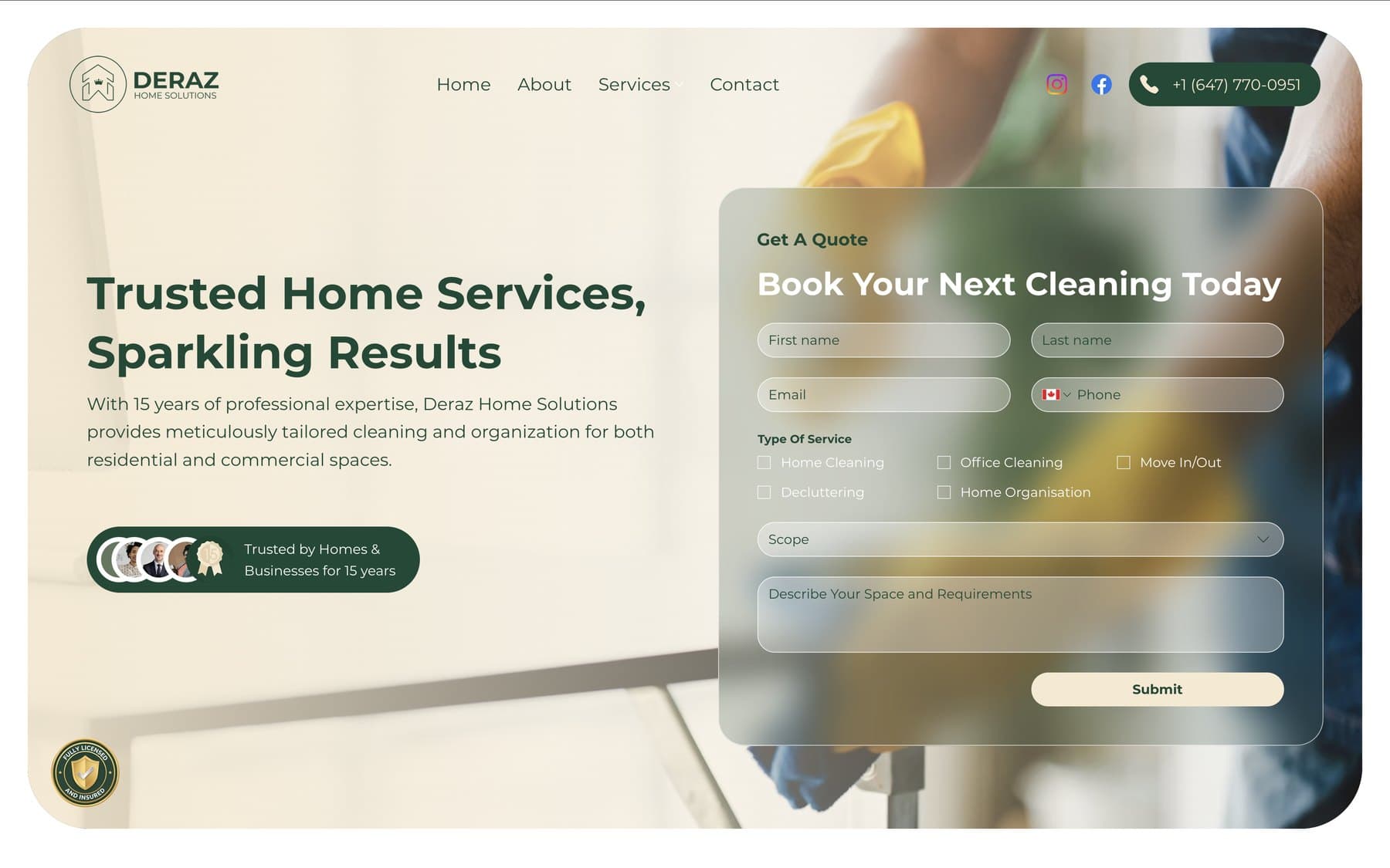 Deraz Home Solutions homepage