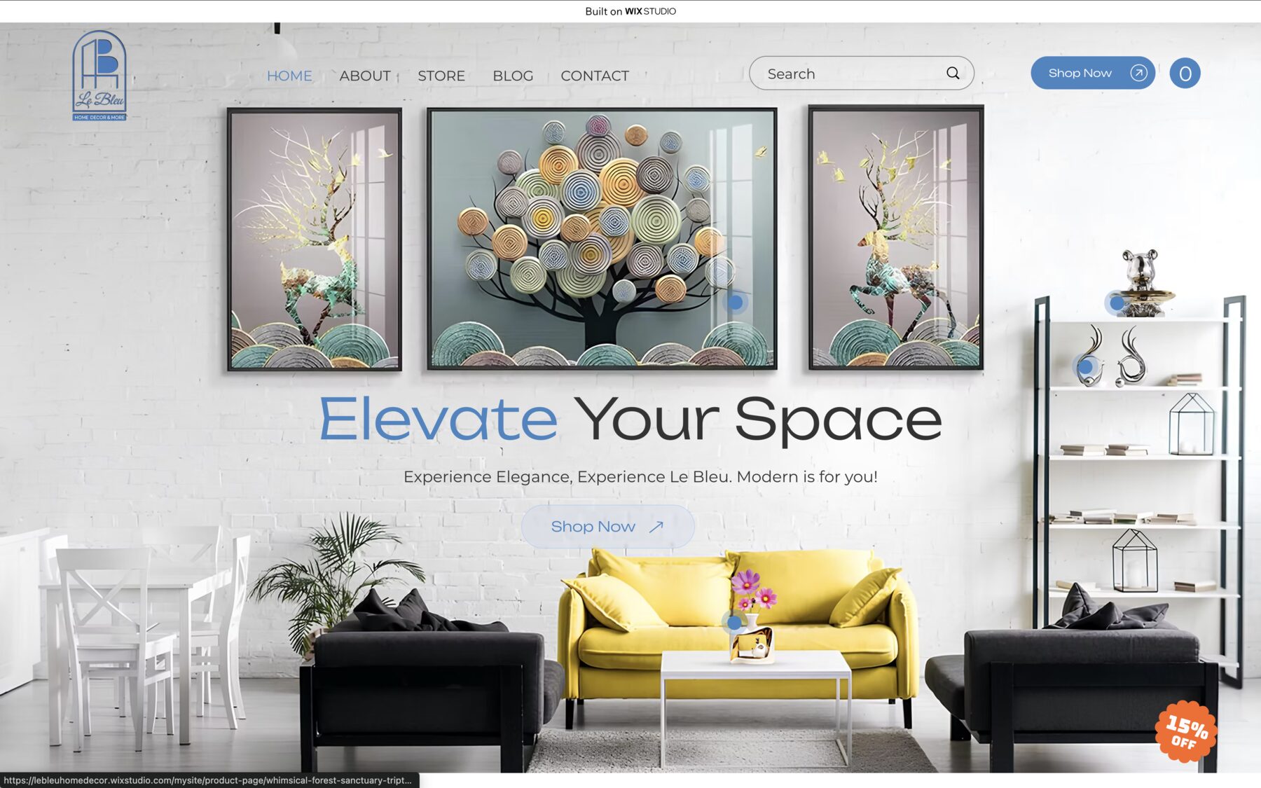 Le Bleu Home Decor homepage