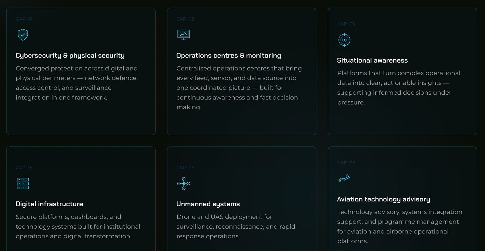RAISA capability cards with the custom icon set