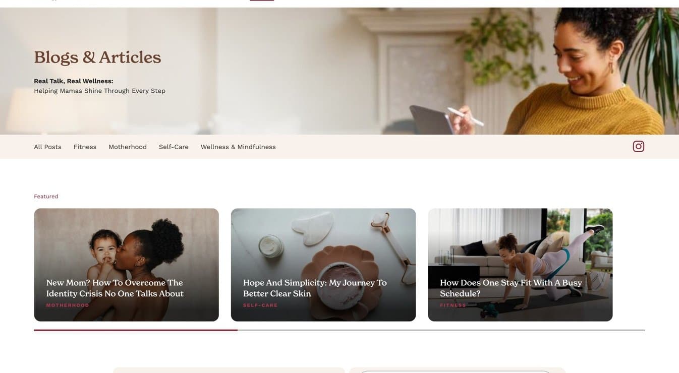 The blog index: a custom magazine-style archive with categories, featured posts, and the author's personal favorites.