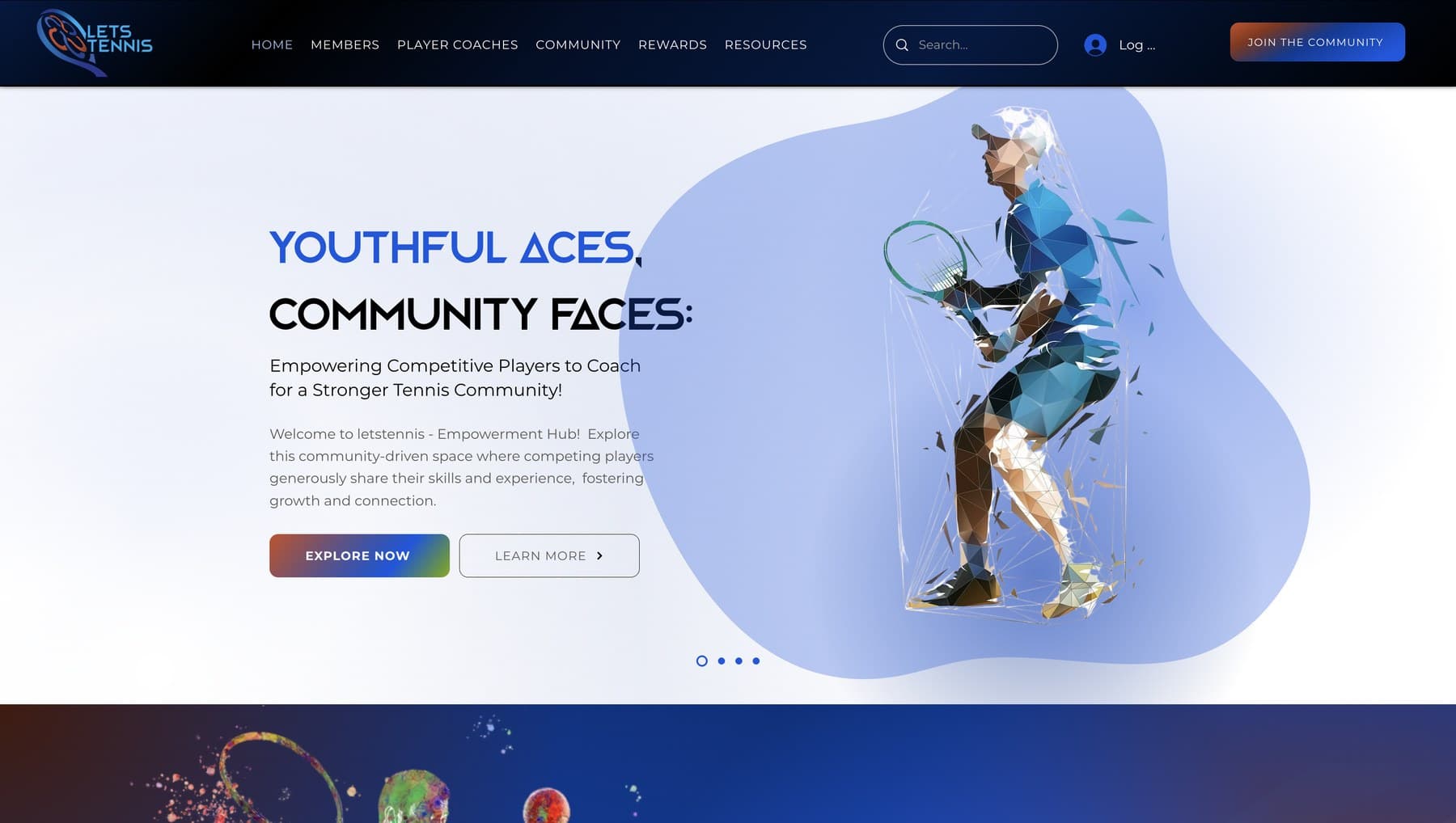 Let's Tennis homepage design